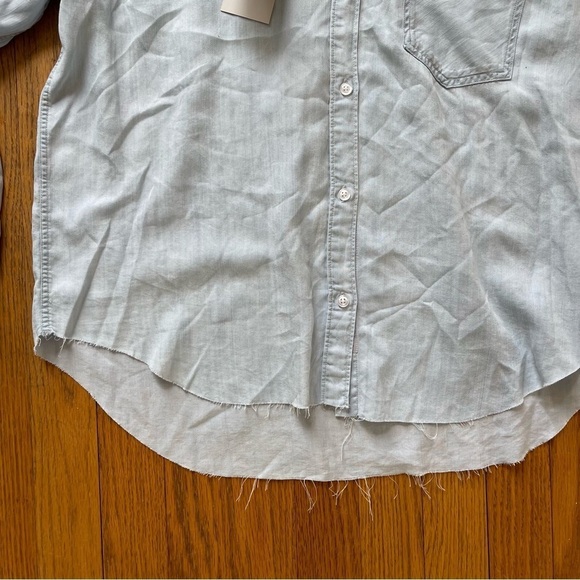 NEW Rails Ingrid Raw Hem Shirt Button Down Light Vintage Blue Size Large NWT - Picture 4 of 8